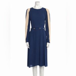 Chloe Elegant Navy and Beige Dress